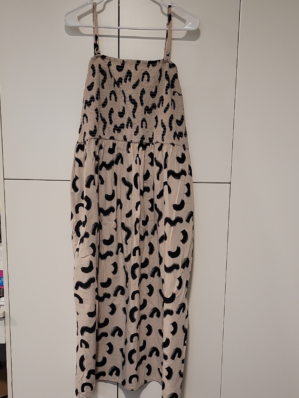 a new day Beige Maxi Skirt with Black Abstract Print